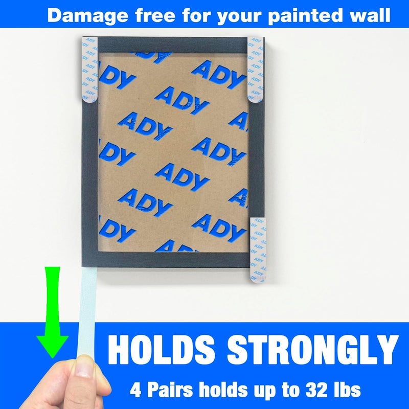 ADY Picture Hanging Strips Heavy Duty 40Pairs，Damage Free Removable Picture Hangers, Refill Adhesive Strips for Rent Room, Hook and Loop Strips Mounting Tape for Painted Wall - Image 3